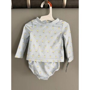 Carters Just One You 9M Baby Girls Rash Guard Swimsuit Set Blue Lemon 1S197110